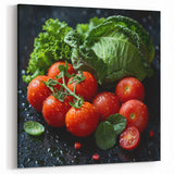 Fresh Tomato & Greens Wall Art – Kitchen Fruit Canvas Print