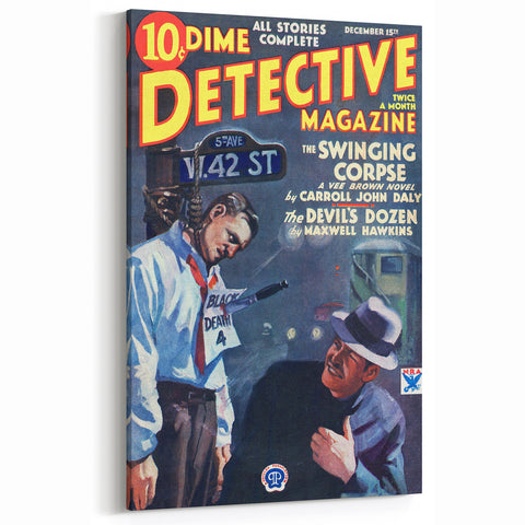 Dime Detective Magazine Cover Art – Retro Crime Scene Wall Decor