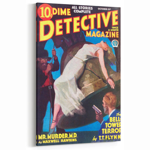 Dime Detective Magazine Cover Art – Retro Murder Mystery Wall Decor
