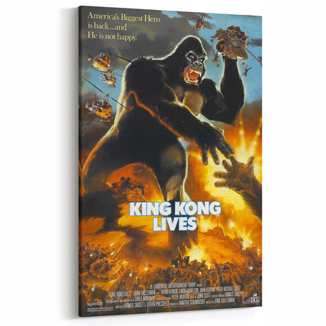 Retro King Kong Lives Poster Art - Vintage Monster Movie Prints