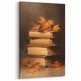 Vintage Fall Wall Art - Rustic Books & Autumn Leaves Canvas