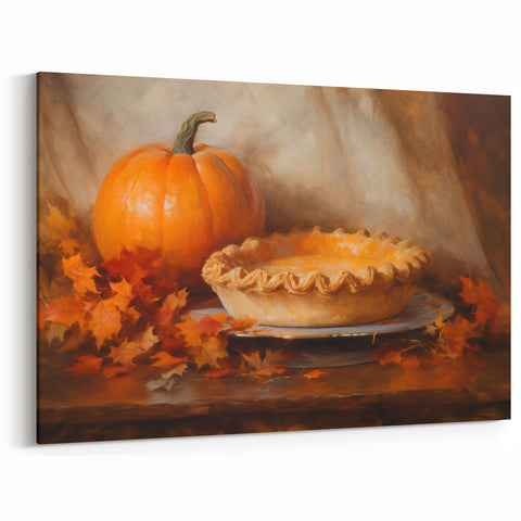 Autumn Pumpkin & Pie - Thanksgiving Wall Decor Canvas