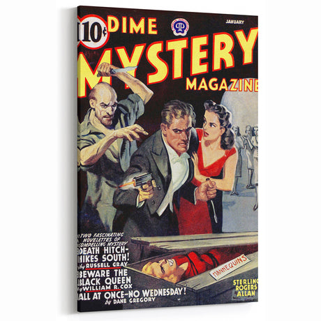 Vintage Magazine Cover Art - Dime Mystery Magazine Retro Print