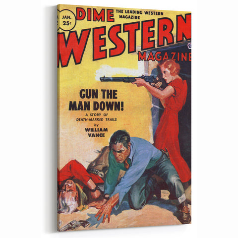 Vintage Magazine Cover Art - Dime Western Magazine Retro Print