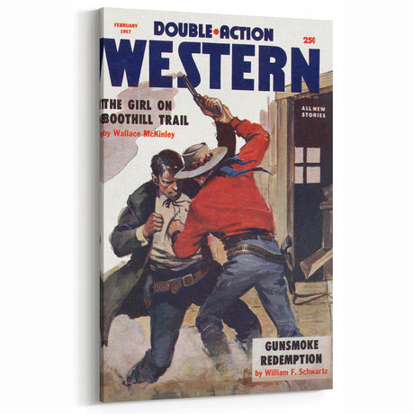 Double Action Western Vintage Magazine Cover Art – Retro Wall Decor
