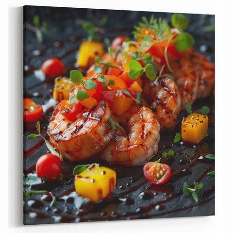 Grilled Shrimp Dish Wall Art - Kitchen Wall Art Food Wall Art