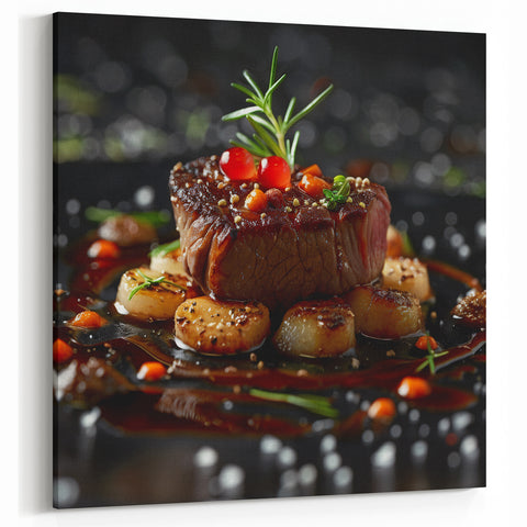 Gourmet Steak Dish Wall Art - Kitchen Wall Art Food Wall Art
