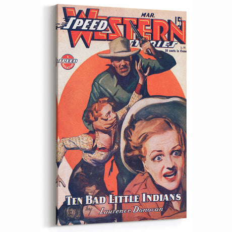 Speed Western Vintage Magazine Cover Art – Retro Western Action Wall Decor