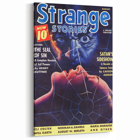 Strange Stories Vintage Magazine Cover Art – Retro Horror Sci-Fi Wall Decor