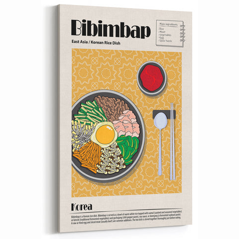 Bibimbap Korean Dish Wall Art - Kitchen Wall Art Dining Room Art