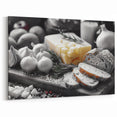 Rustic Bread and Cheese Wall Art - Black and White Kitchen Decor