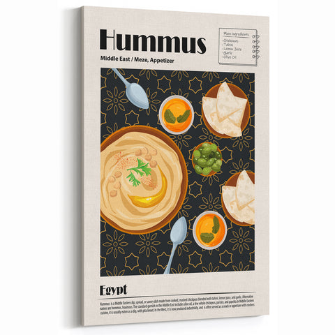 Hummus Wall Art - Middle Eastern Kitchen Wall Decor