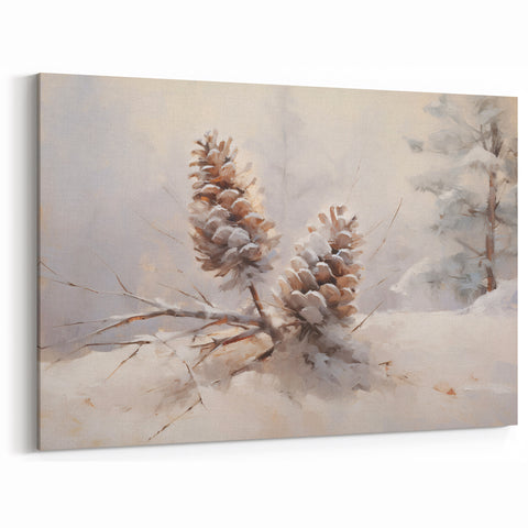 Snowy Pinecones Christmas Wall Art – Winter Holiday Decor