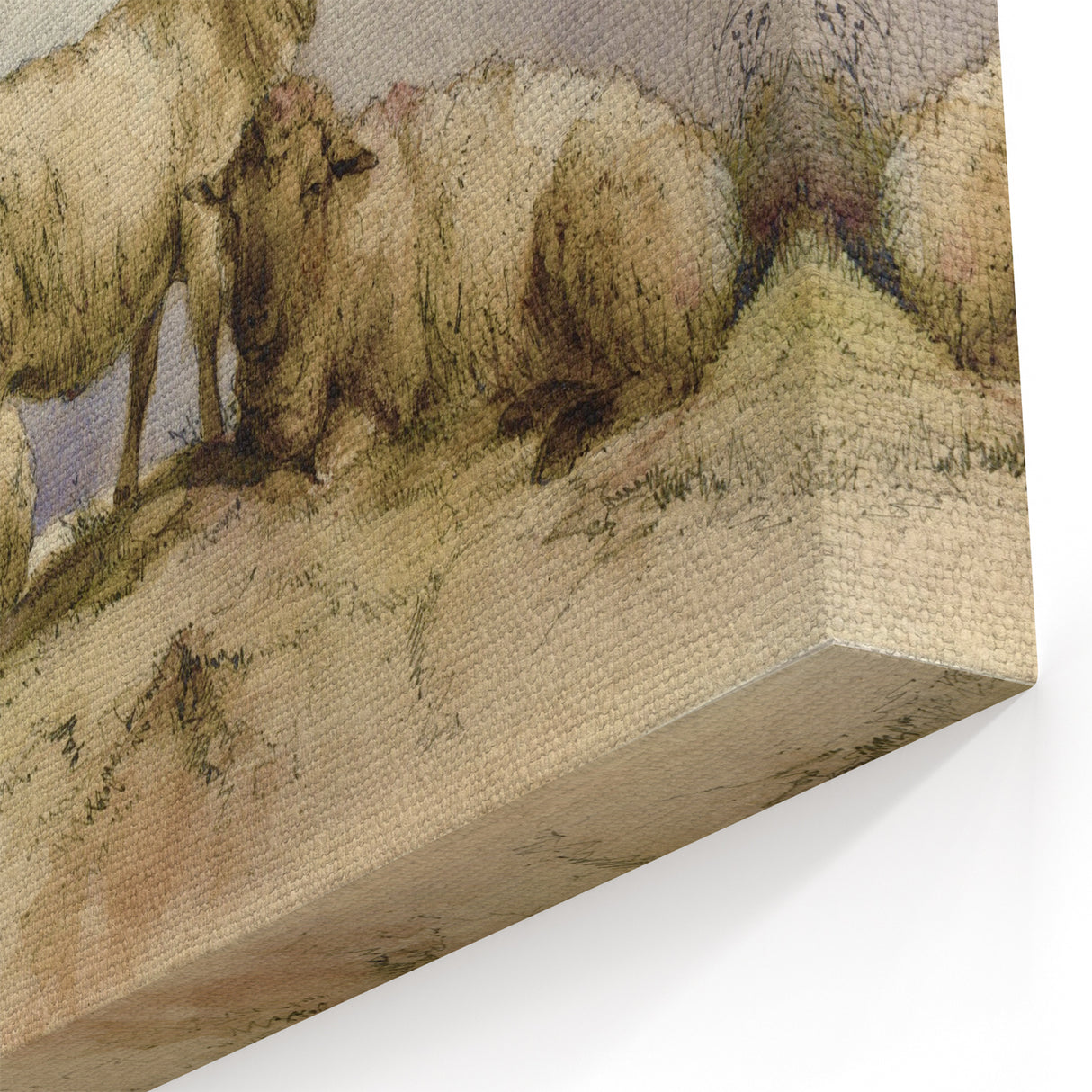 Vintage Animal Art - Sheep in Pastoral Scene Antique Print