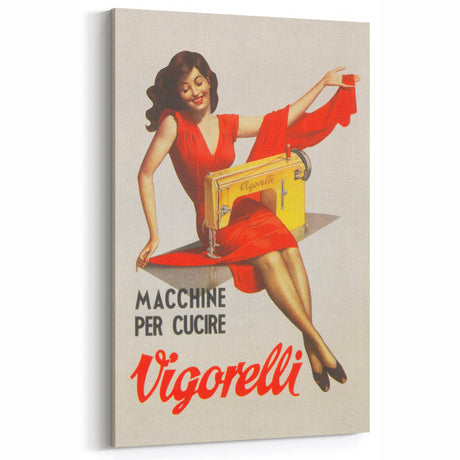 Vintage Vigorelli Sewing Machine Poster – Retro Italian Advertising Art
