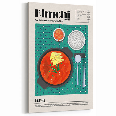Kimchi Jjigae Dishes Wall Art - Korean Kitchen & Dining Room Decor