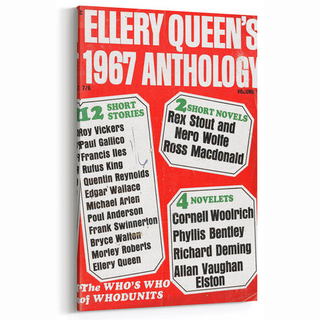 Vintage Ellery Queen 1967 Anthology Cover Art - Retro Wall Decor