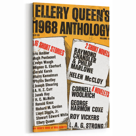 Vintage Ellery Queen 1968 Anthology Cover Art - Retro Wall Decor