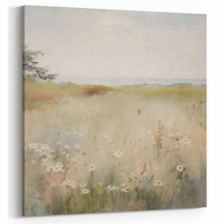 Vintage Botanical Art Prints - Soft Daisy Field Retro Floral Wall Decor