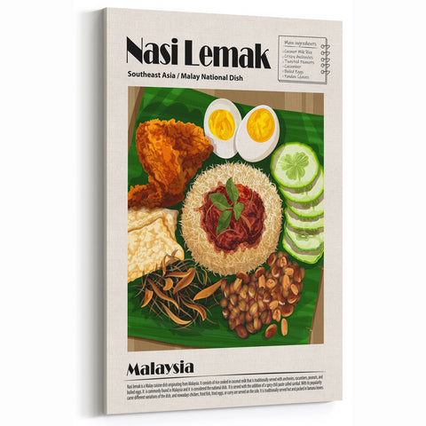 Nasi Lemak Kitchen Wall Art - Culinary Plate Art for Dining Room