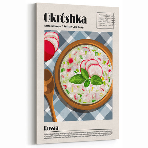 Okroshka Dishes Wall Art - Russian Culinary Wall Decor for Kitchen