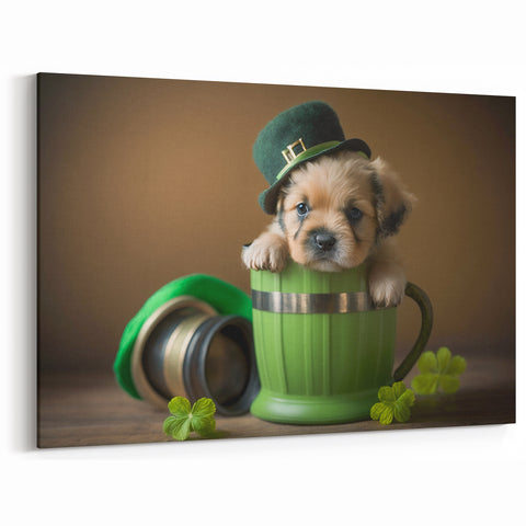 St. Patrick’s Day Puppy - Cute Leprechaun Wall Art