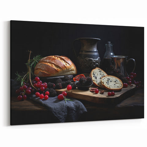 Rustic Bread Dishes Wall Art - Elegant Dining & Kitchen Decor