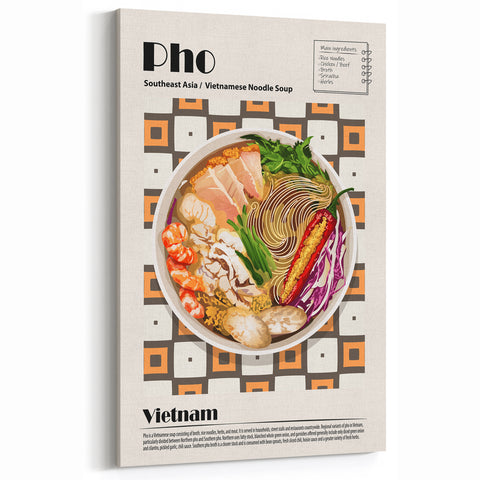 Pho Dishes Wall Art - Vietnamese Culinary Plate Art for Kitchen