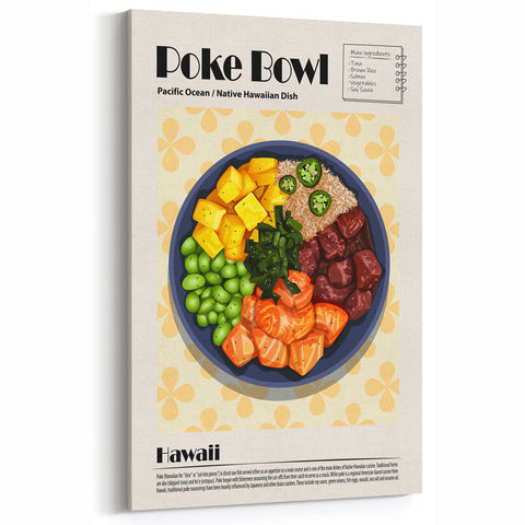 Poke Bowl Dishes Wall Art - Hawaiian Kitchen & Dining Decor