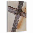 Rustic Spring Wall Art - Wooden Cross Texture Spring Canvas
