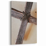 Rustic Spring Wall Art - Wooden Cross Texture Spring Canvas