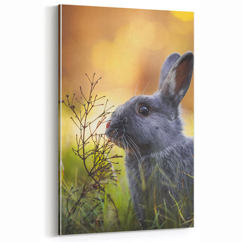 Adorable Spring Wall Art - Gray Rabbit Nature Spring Canvas
