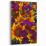 Bold Spring Wall Art - Sunflower and Purple Floral Canvas Print