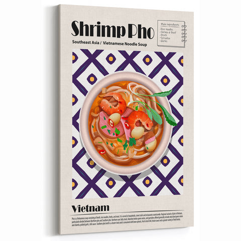 Shrimp Pho Dishes Wall Art - Vietnamese Kitchen & Dining Decor