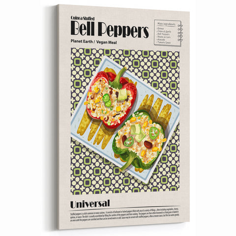 Stuffed Bell Peppers Dishes Wall Art - Kitchen & Dining Decor