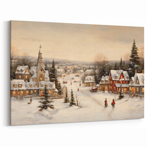 Snowy Christmas Village – Nostalgic Christmas Art Prints