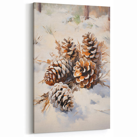 Snowy Pinecones in Winter – Rustic Christmas Wall Decorations