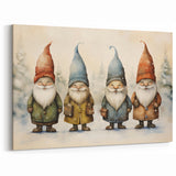 Festive Gnome Quartet – Playful Christmas Art Prints