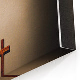 Minimalist Cross Spring Wall Art - Wooden Faith Canvas Print