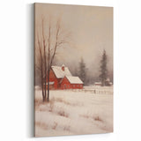 Snowy Red Barn – Rustic Christmas Wall Decor