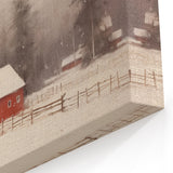 Snowy Red Barn – Rustic Christmas Wall Decor