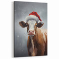 Festive Cow in Santa Hat – Whimsical Christmas Wall Hangings