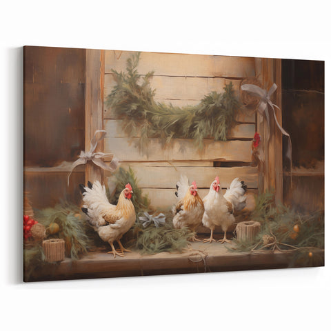 Farmhouse Holiday Chickens – Rustic Christmas Wall Decor