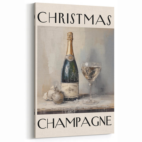 Classic Christmas Champagne Celebration Wall Art - Christmas Canvas Art