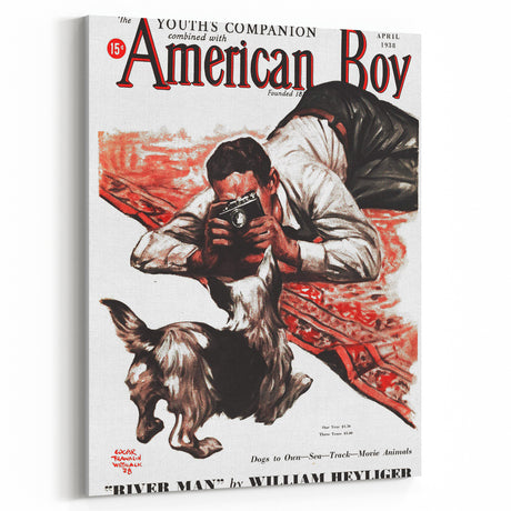 Vintage Magazine Cover Art - American Boy River Man April 1938