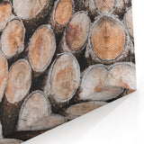 Stacked Firewood Close-Up - Winter Wall Art Winter Canvas Print