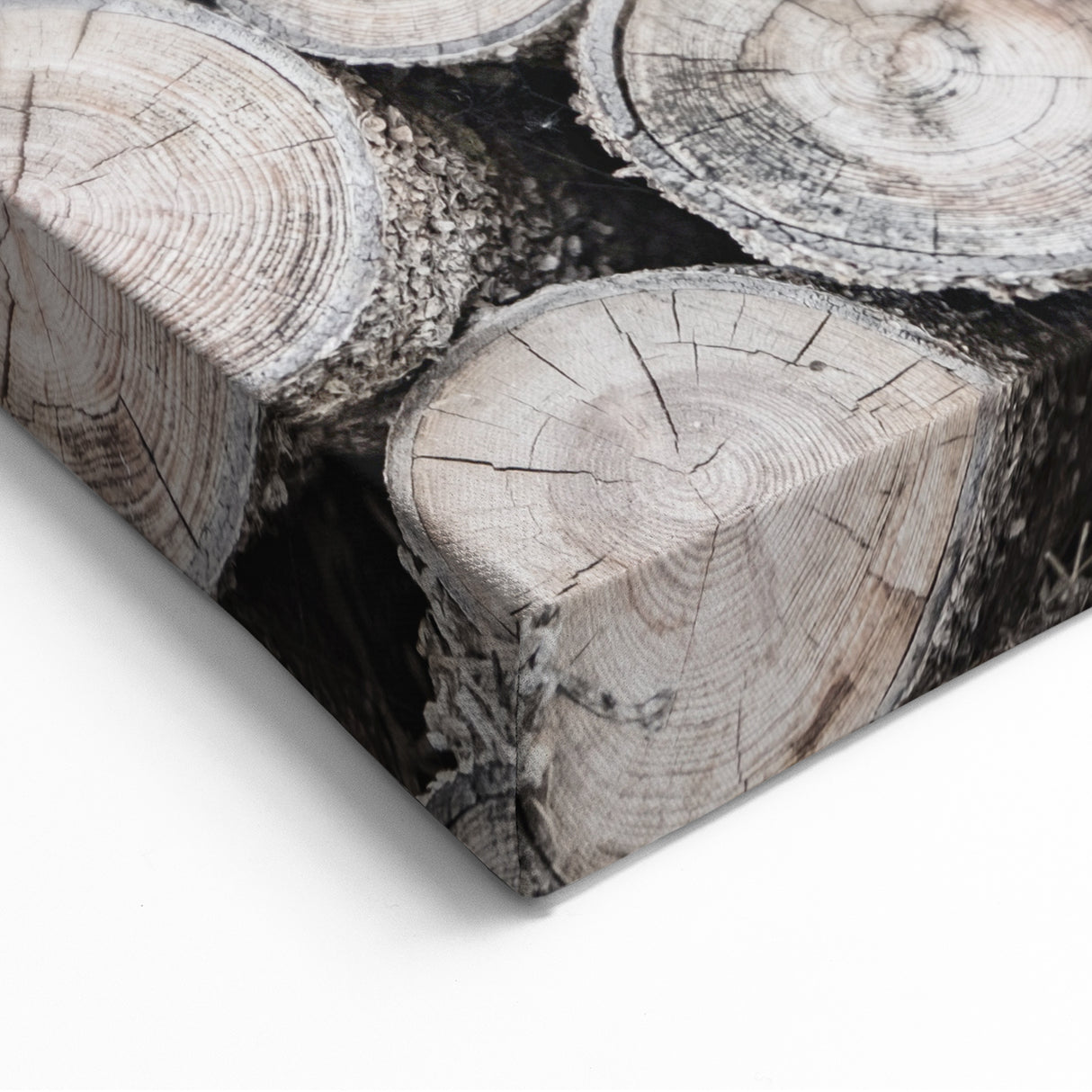 Stacked Firewood Close-Up - Winter Wall Art Winter Canvas Print