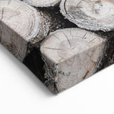 Stacked Firewood Close-Up - Winter Wall Art Winter Canvas Print