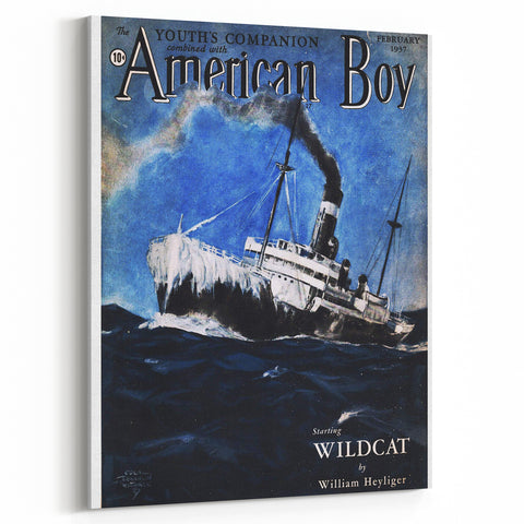 Vintage Magazine Cover Art - American Boy February 1937 Wildcat