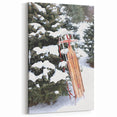 Vintage Sled and Snowy Pines - Winter Scene Wall Art Winter Print